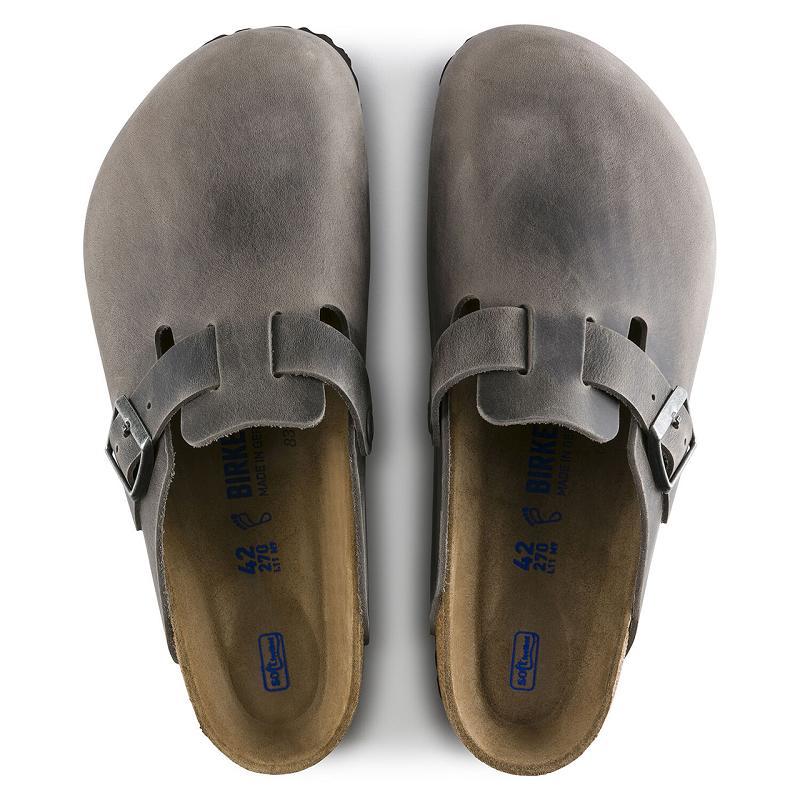 Boston Birkenstock Soft Footbed Oiled Kozene Panske Siva | SK 360JPQ